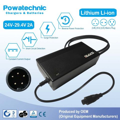 PWT22016 - 29.4V SV5-pin Li-Ion Charger for 24V Joycube & Phylion Battery