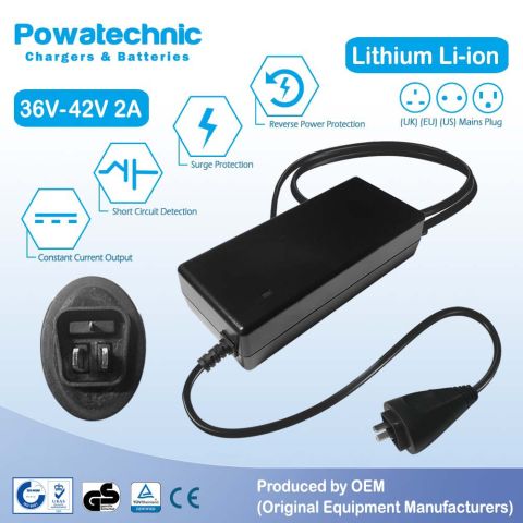 42V 3A DTA 3-pin Li-Ion Charger for 36V Battery - PCL3603023A