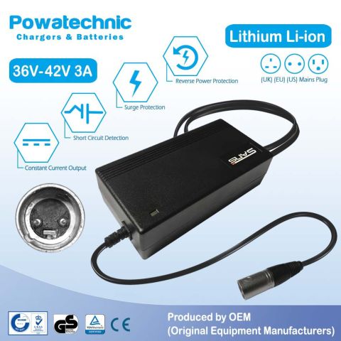 PWT3400 - 42V 4A XLR 4-pin (5-pin) Charger for 36V Giant E-Bike 