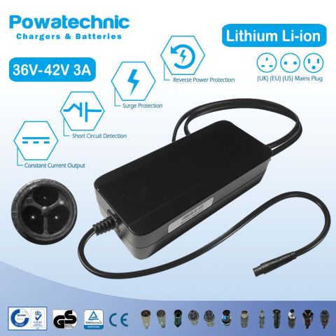 42V 4A IMP 3-pin Li-Ion Charger for 36V Impel 3 Battery - PCL3604033C