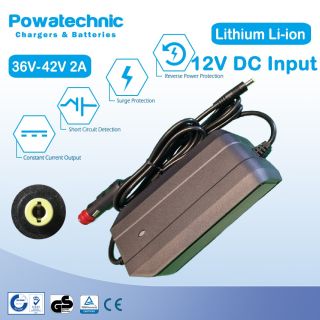 12V In-Car to 42V 2A 1-pin Jack Charger for 36V Li-Ion Battery - PCL12-3602006