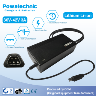 42V 3A TRP 5-pin Li-Ion Charger for 36V Joycube & Phylion Battery