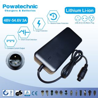 54.6V 3A Li-Ion Charger for 48V Specialized SL ebike Battery - PCL4803043