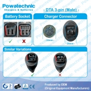 42V 3A DTA 3-pin Li-Ion Charger for 36V Battery - PCL3603023A 1