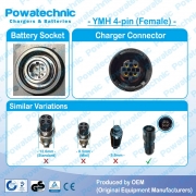PWT34020- 42V 4A 4-pin Li-Ion Charger for 36V Yamaha Battery 1