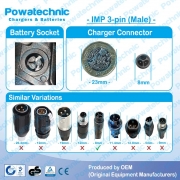 PWT43053 - 54.6V 3A IMP 3 pin Li-Ion Charger for 48V e bike Battery 2DC 1